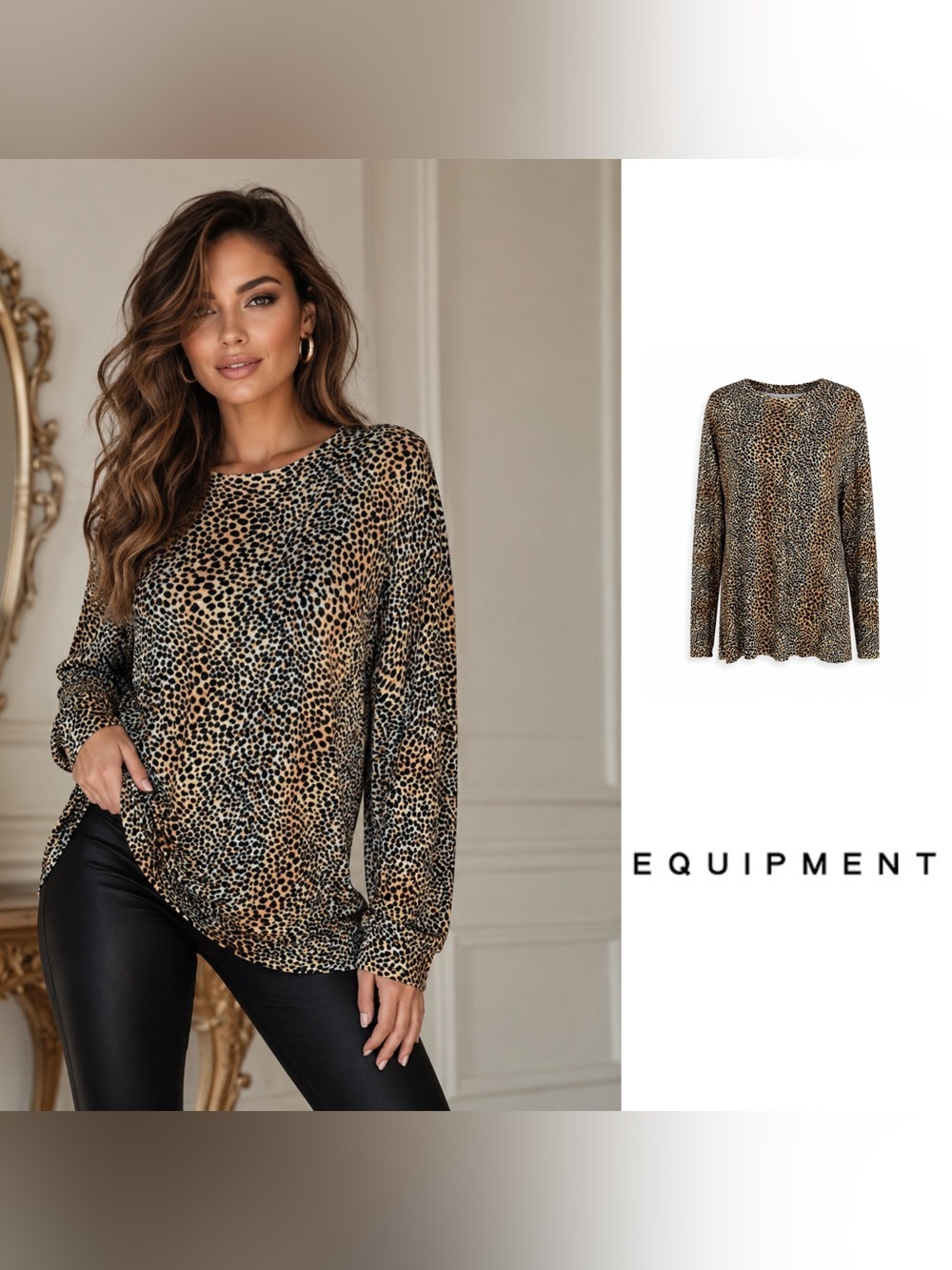 NEW Equipment Raydon Panther Animal Print Sweater